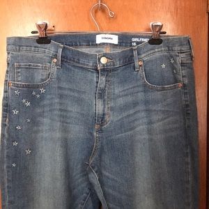 Sonoma Girlfriend Jeans - embroidery on front and back pockets, never worn